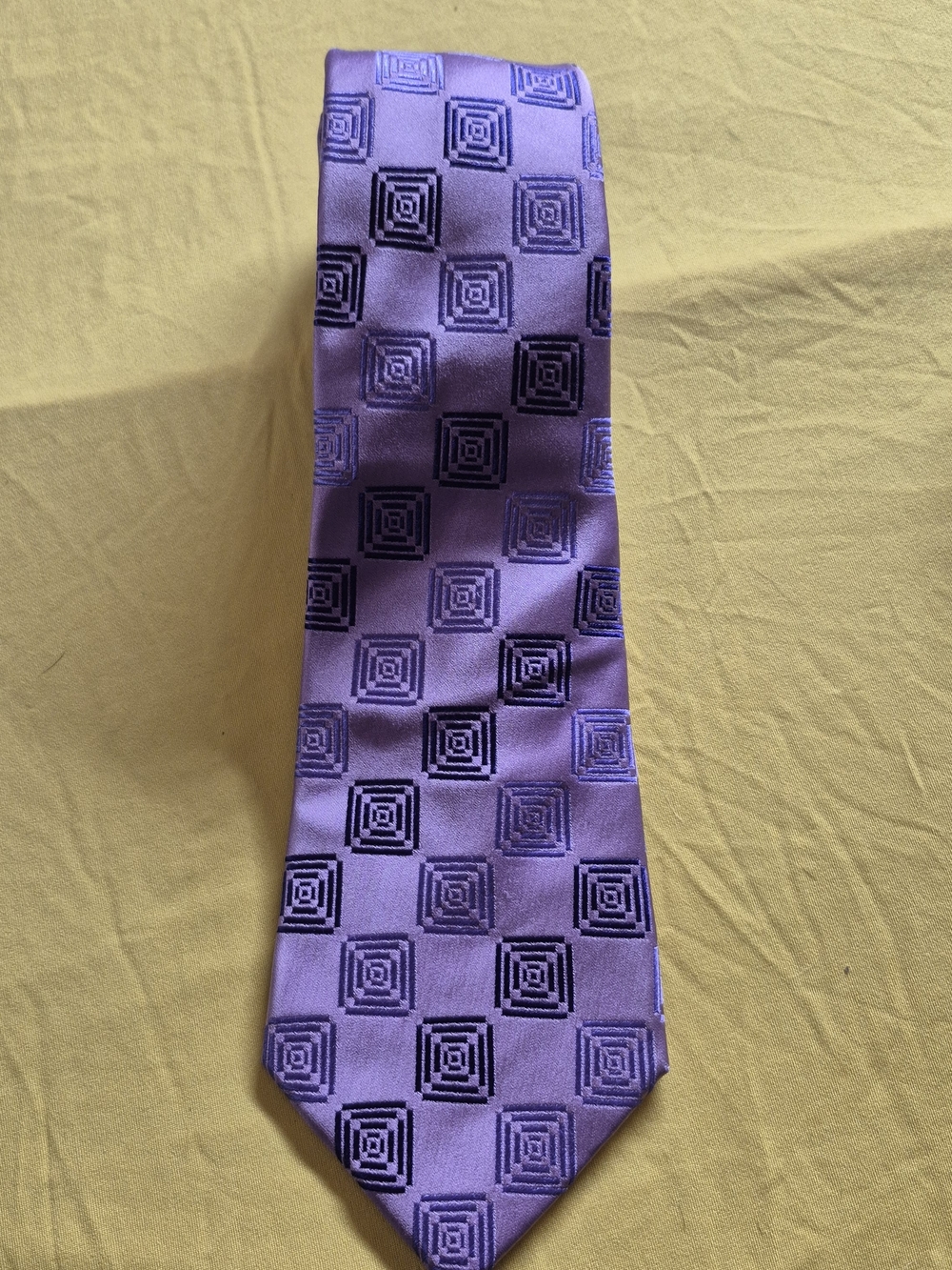 Oleg Cassini Lavender Purple Geometric Square Tie